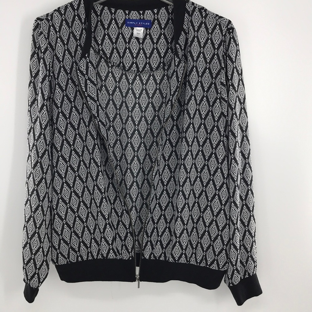 SimplyStyled Jacket Large Black/White Front Zip - Picture 11 of 13